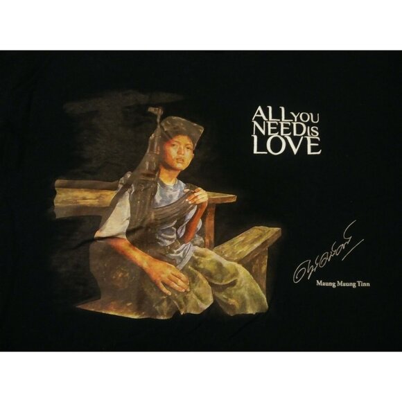 All You Need Is Love Black Unisex Large Tshirt Human Rights Shirt Humanitarian - Picture 2 of 5